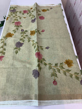 Tissue linen saree with handwork MLS5499
