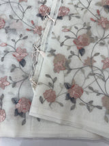 White Supernet saree with embroidery MSH153