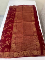 Banarasi Tussar Georgette Saree  - MS44376 Maroon