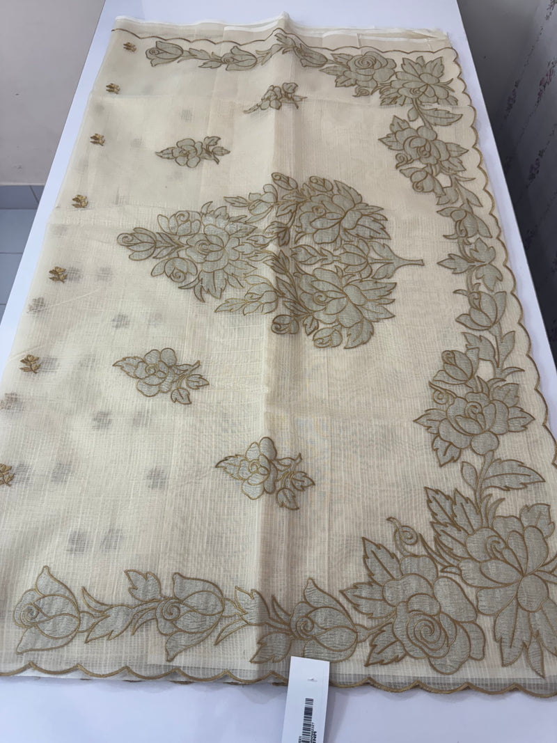 NetKota Applique work saree  MS6798- Beige