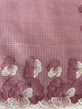 Silky kota saree with embriodery borders MS16372 OnionPink