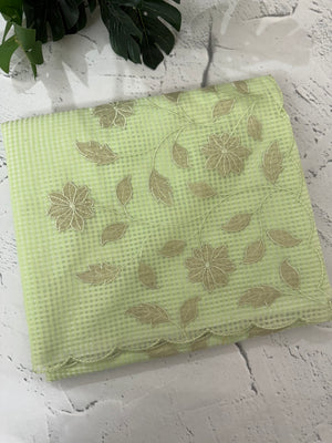 Moonga Kota checks saree with applique work MMC457 PistaGreen
