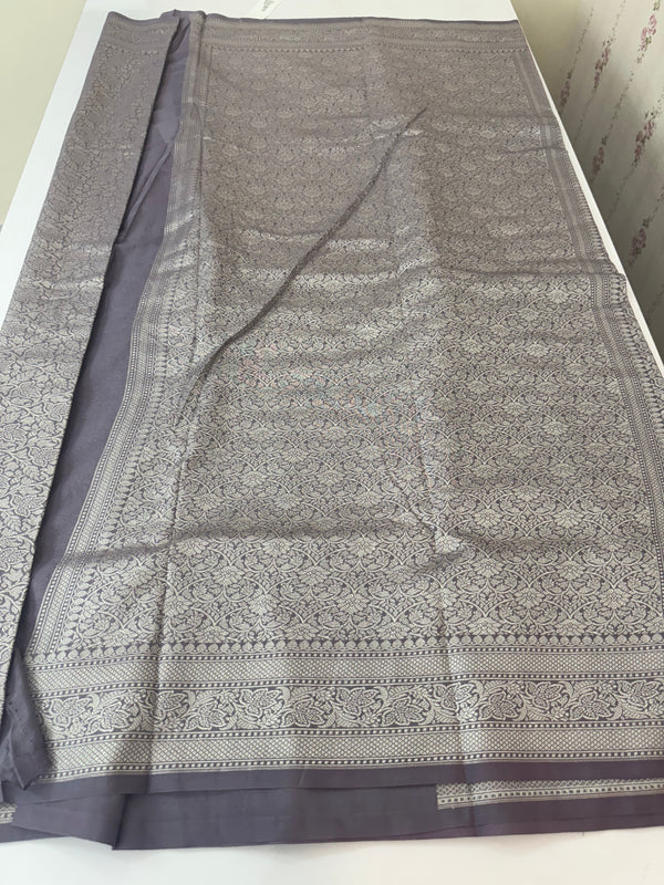 Banarasi semi katan saree in silver zari SHSNRIC