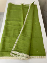 Blended Malai chanderi saree with lace borders MS5568