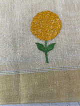 Tissue linen saree with embroidery MSL845