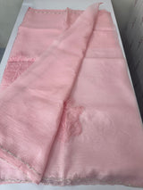 Soft crush Organza saree with beads work MBS679 Pink