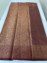 Semi silk saree with checks zari weaving MS81543- Maroon