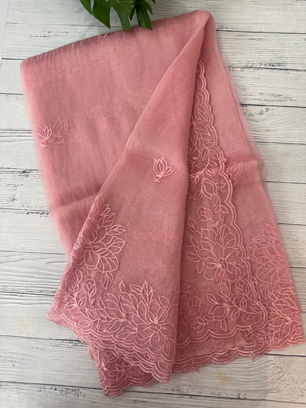 Tissue Organza saree MS14051- PeachPink
