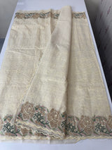 Phulkari NetKota embroidery saree - MSH126 Beige