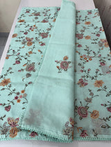 Silky kota saree with cross stitch embroidery MS9832 PastelBlue