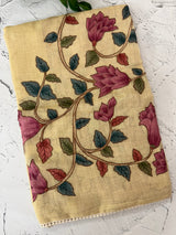 Tissue linen saree with applique work MLS5478