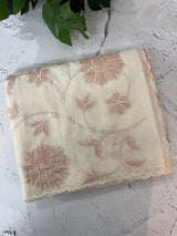 Mul chanderi tissue applique work saree MSH139 (1)- Offwhite
