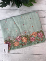 Embriodery Kota Silk Cutwork saree SBLCYTM -PastelGreen
