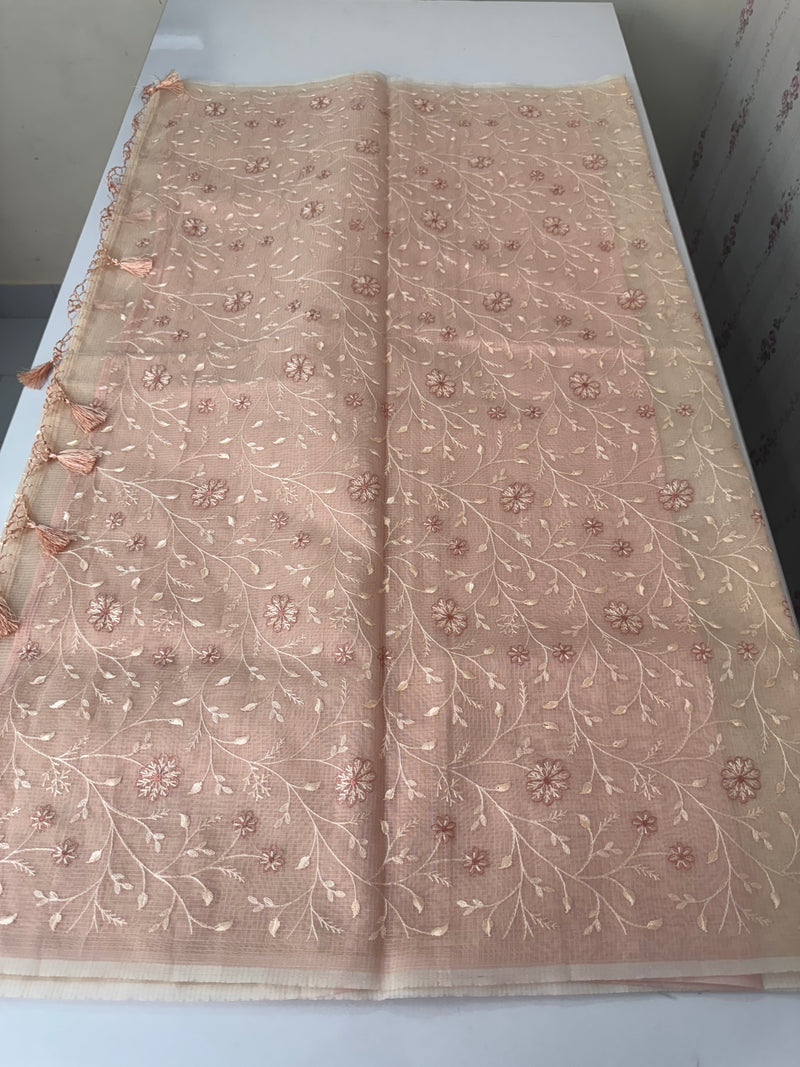 Kota silk saree with embroidery MSH199 PastelPeach