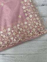 Glassy tissue organza saree with embroidery FKSF88- BabyPink