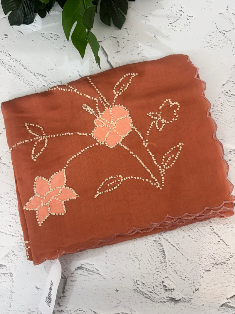 Malai chanderi knot and kanta embriodery saree  MS5556