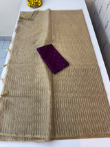 Semi organza thread work saree with soft silk blouse MOS9543- Beige to Purple