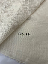 Moonga Kota checks saree with applique work MMC457 Ivory