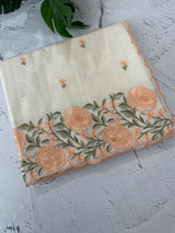 Mul chanderi embriodery saree with scalloped borders MSH176