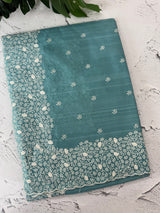 Semi tussar saree with embroidery MST121 Blue