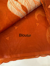 Semi organza saree with appliqué work - MSH906- RustOrange (3)