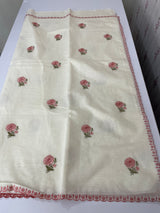 Mul chanderi embriodery saree with scalloped borders MSH290