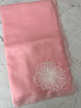 Crush Organza saree with applique work MBS677 PeachPink