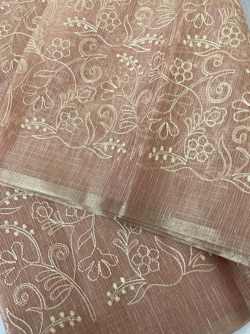 Tissue Silk embriodery saree MS49888