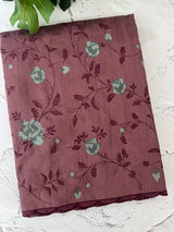 Crushed Blended Tussar silk saree with embroidery MS4899 - DuskyWine