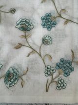 White Supernet saree with embroidery MSH153