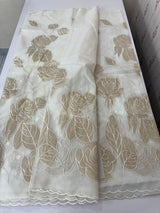 Semi organza saree with appliqué work - MSH906 White(1)