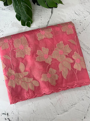 Semi organza saree with tissue applqiue work - MSH931
