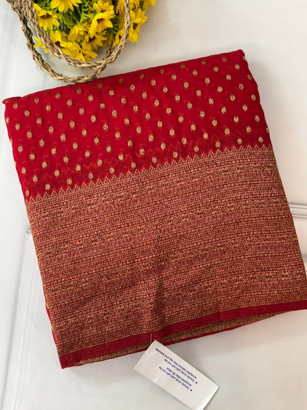 Semi banarasi Khaddi Georgette saree - MS1498 RED
