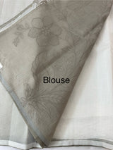 Supernet saree with applique work MCJ5433 - Grey to White