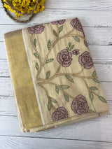 Kerala tissue saree with kanta embriodery