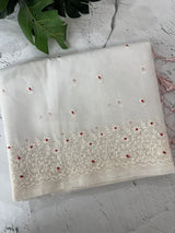 Kota Moonga checks saree with embriodery MSH279 (3)- White to Red