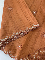 Cutwork Semi tussar saree MTSS680 DustyOrange