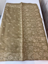 Malai chanderi saree with embroidery work MSM890 Chiku