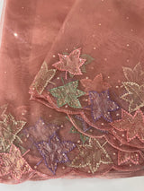 Handworked glass organza saree with applique work- MSHW227- Peach