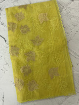 Tissue Silk applique work saree MSH120 LimeGreen