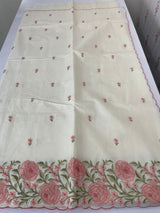 Mul chanderi embriodery saree with scalloped borders MSH176