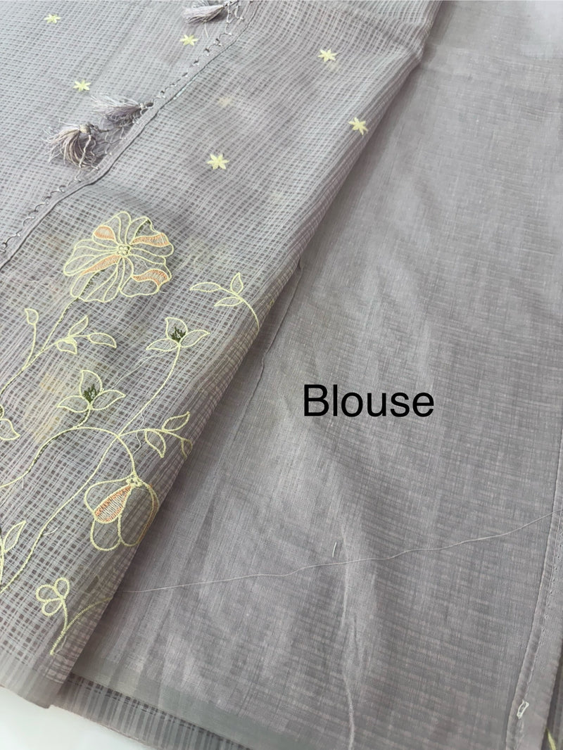 Applique and embroidery work 
 Kota Silk saree MSH118- DuskyLavender