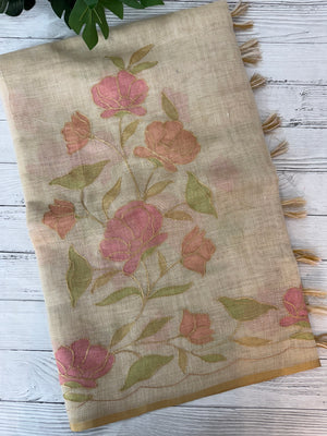 Semi Tissue linen saree MS88651 (1)