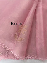 Viscose Organza saree with applique work-MSH238 Pink