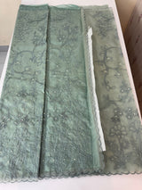 Organza saree with embroidery and pearl work - MSK54- DuskyBlue