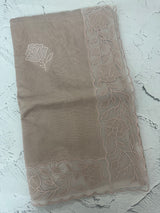 Mul chanderi saree with applique borders MSH111(2) NudeBrown