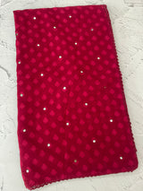 Chiffon Brasso saree with foil mirror work - MS7621 MaroonRed