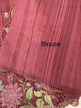 Cutwork Semi tussar saree with cross stitch embroidery MTSS855