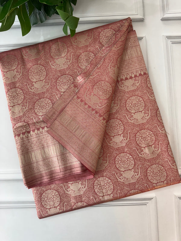 Premium Pastel soft silk Saree - MKP975 DustyPeach Pink