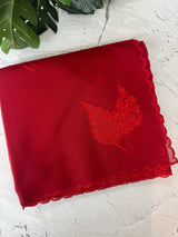 Kota Moonga checks Applique work saree  MSH278 - Leaf Design(Red)